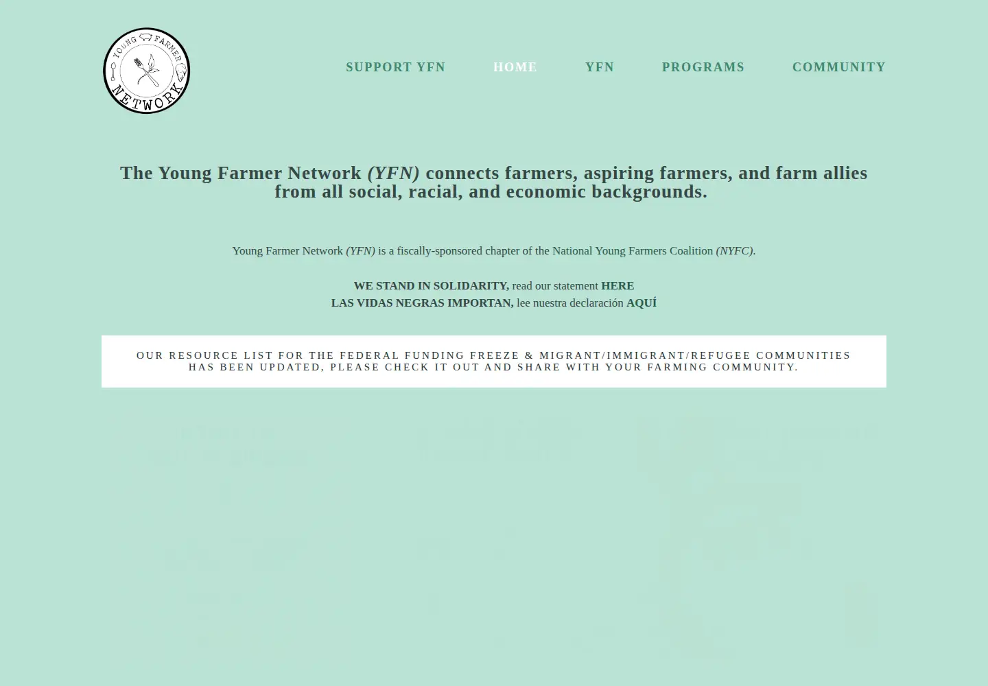 Captured homepage of youngfarmernight.org in the current scan