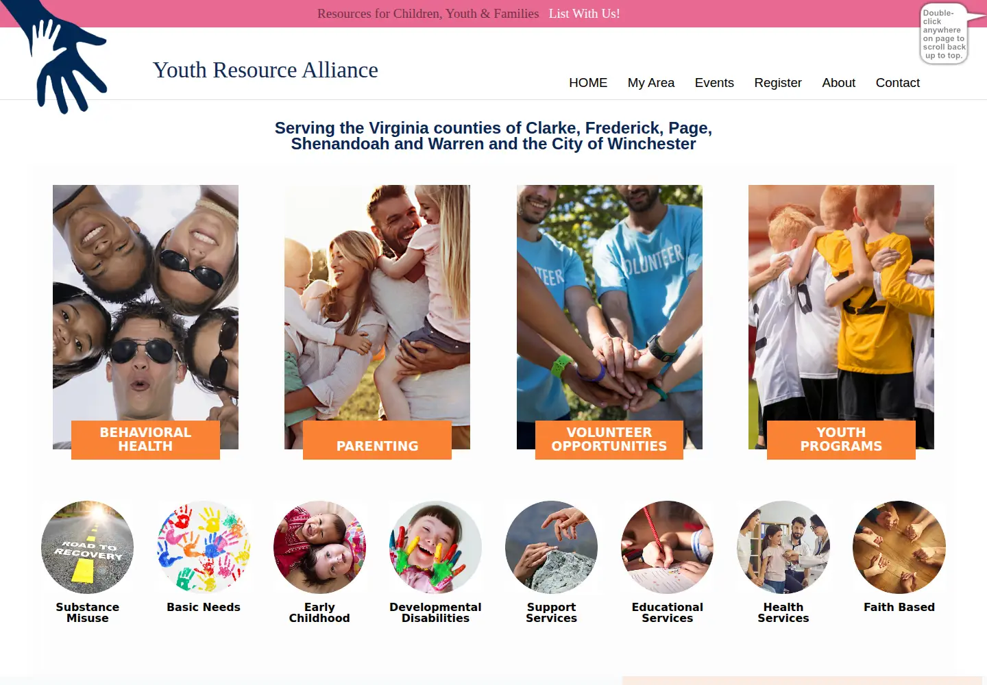 Captured homepage of youthresourcealliance.org in the current scan
