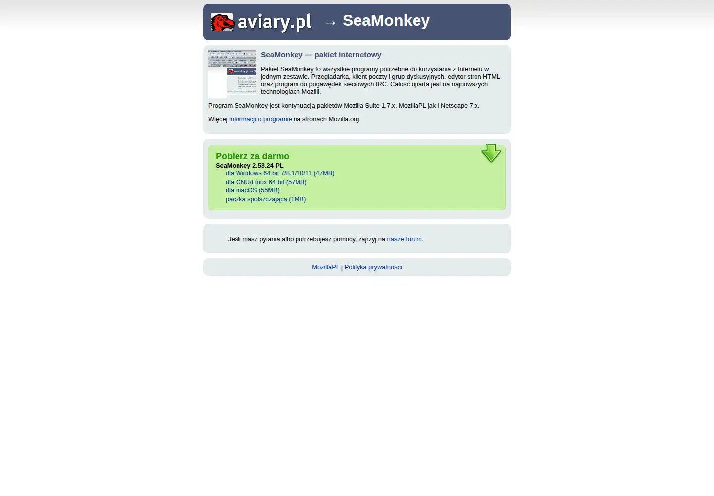 Screenshot of seamonkey.pl
