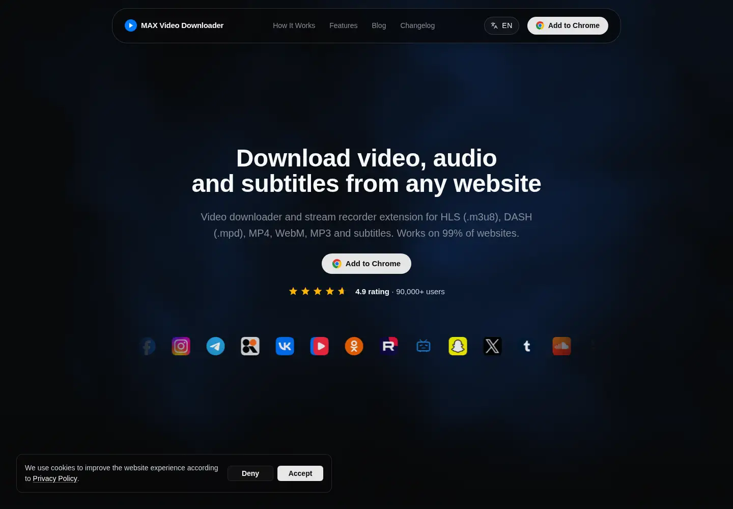 Captured homepage of maxvideodownloader.pro in the current scan