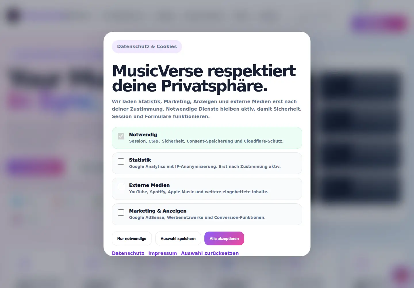 Screenshot of musicverse.pro