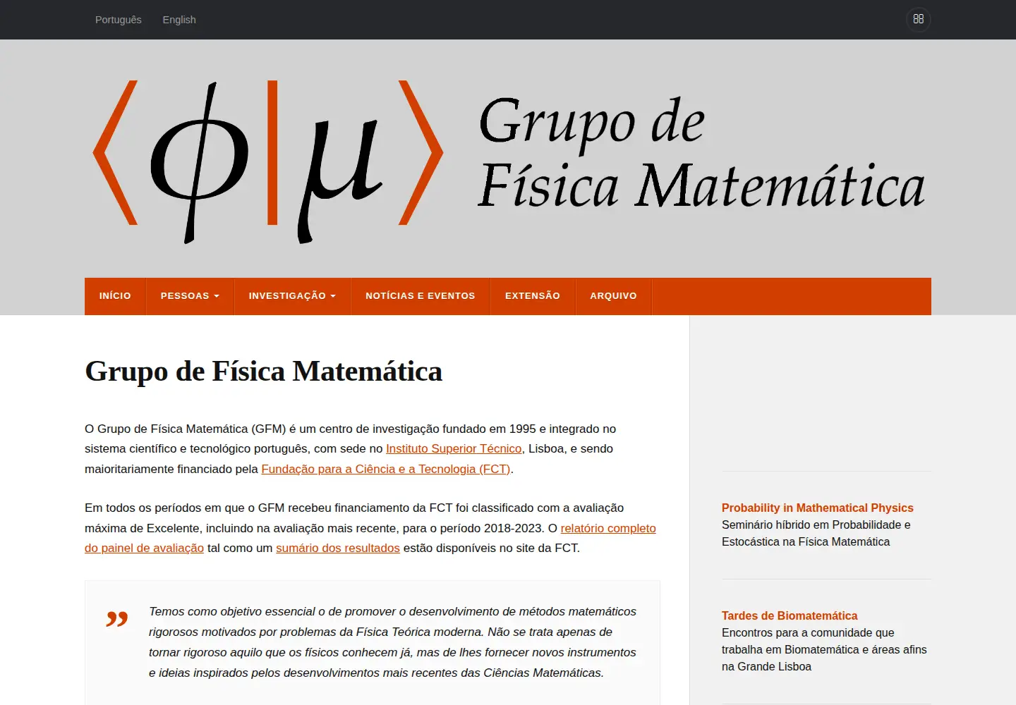 Screenshot of fisica-matematica.pt