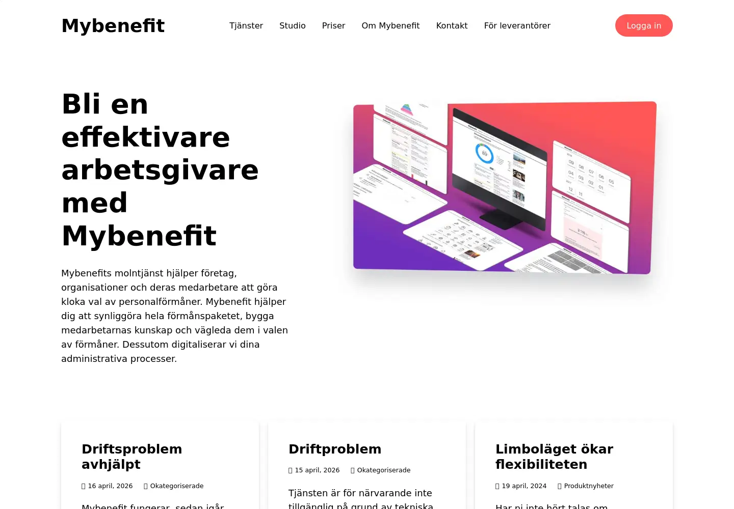 Screenshot of mybenefit.se