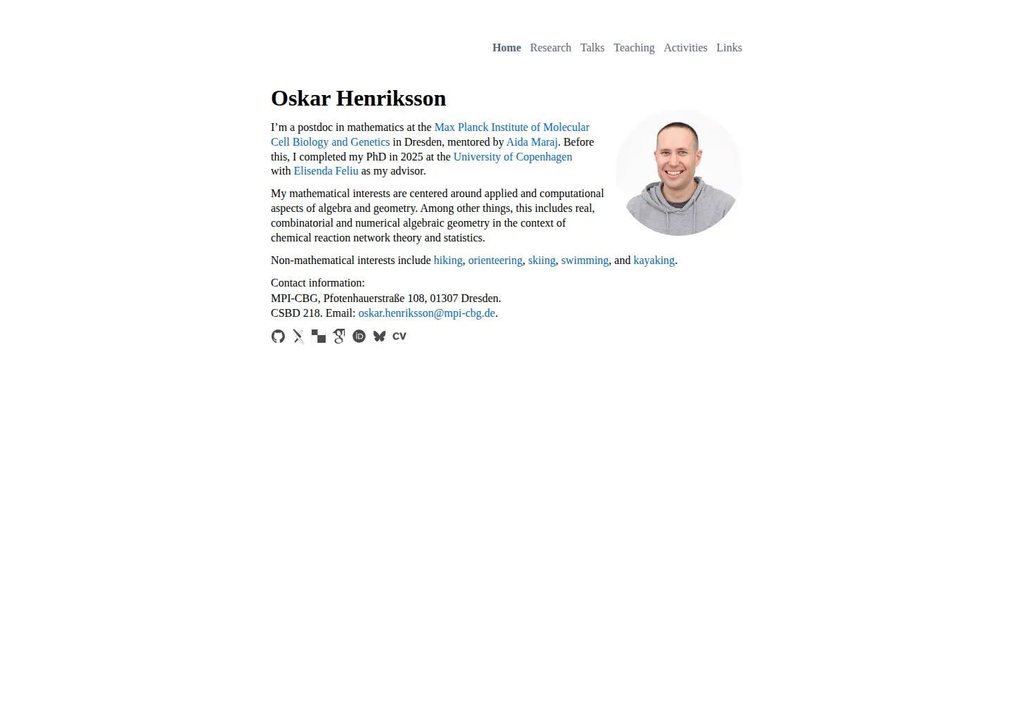 Captured homepage of oskarhenriksson.se in the current scan