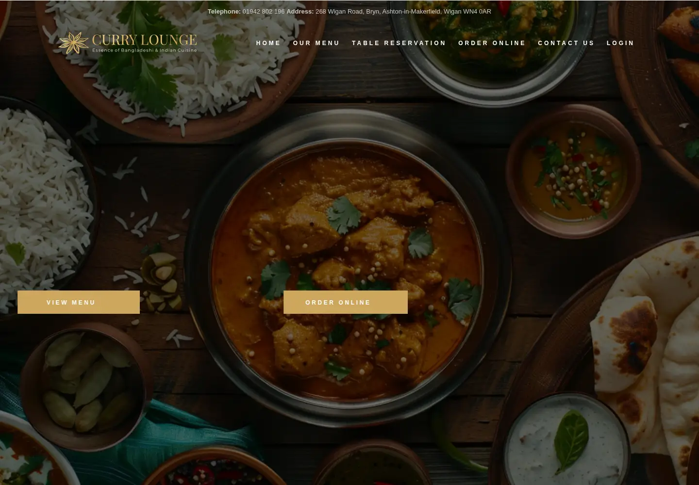 Captured homepage of curryloungewigan.co.uk in the current scan