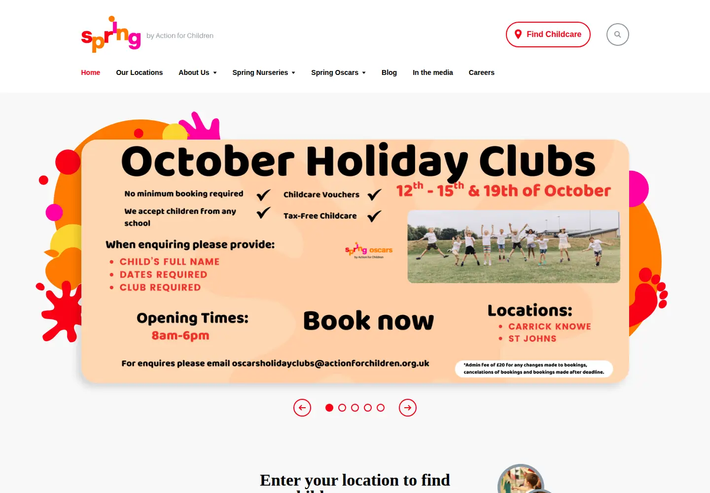 Screenshot of springchildcare.co.uk