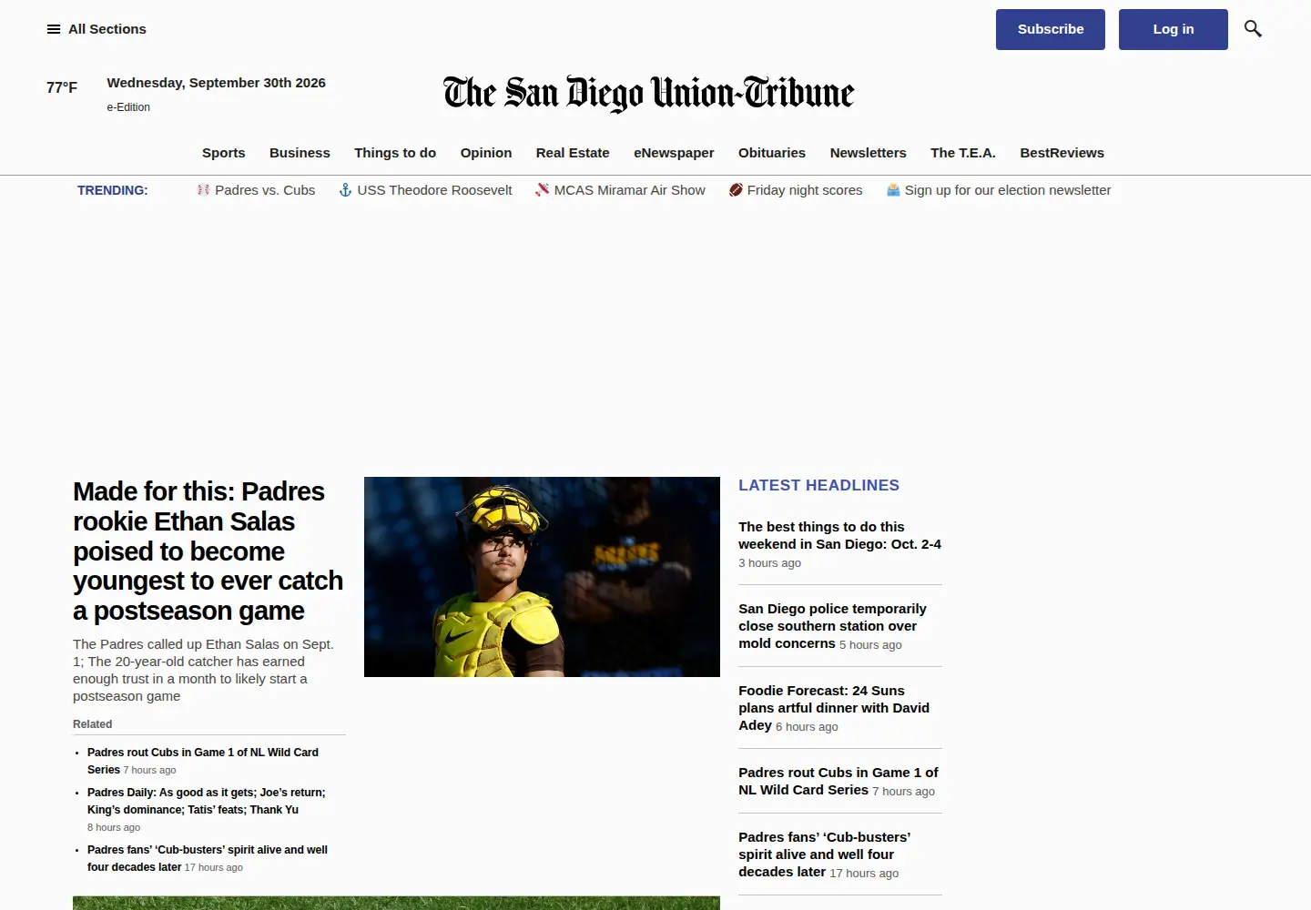 Screenshot of sandiegouniontribune.com