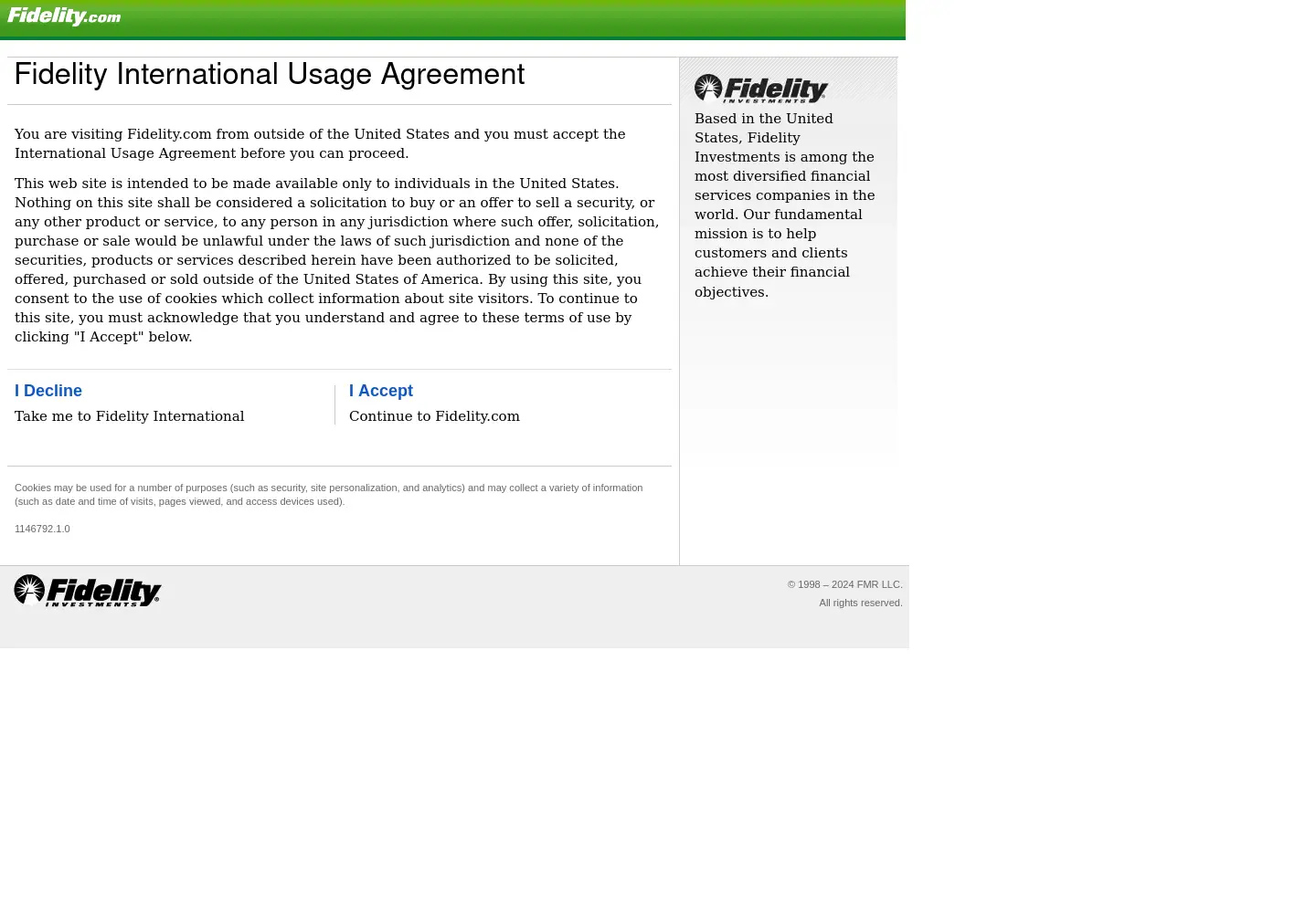 Screenshot of fidelity.com