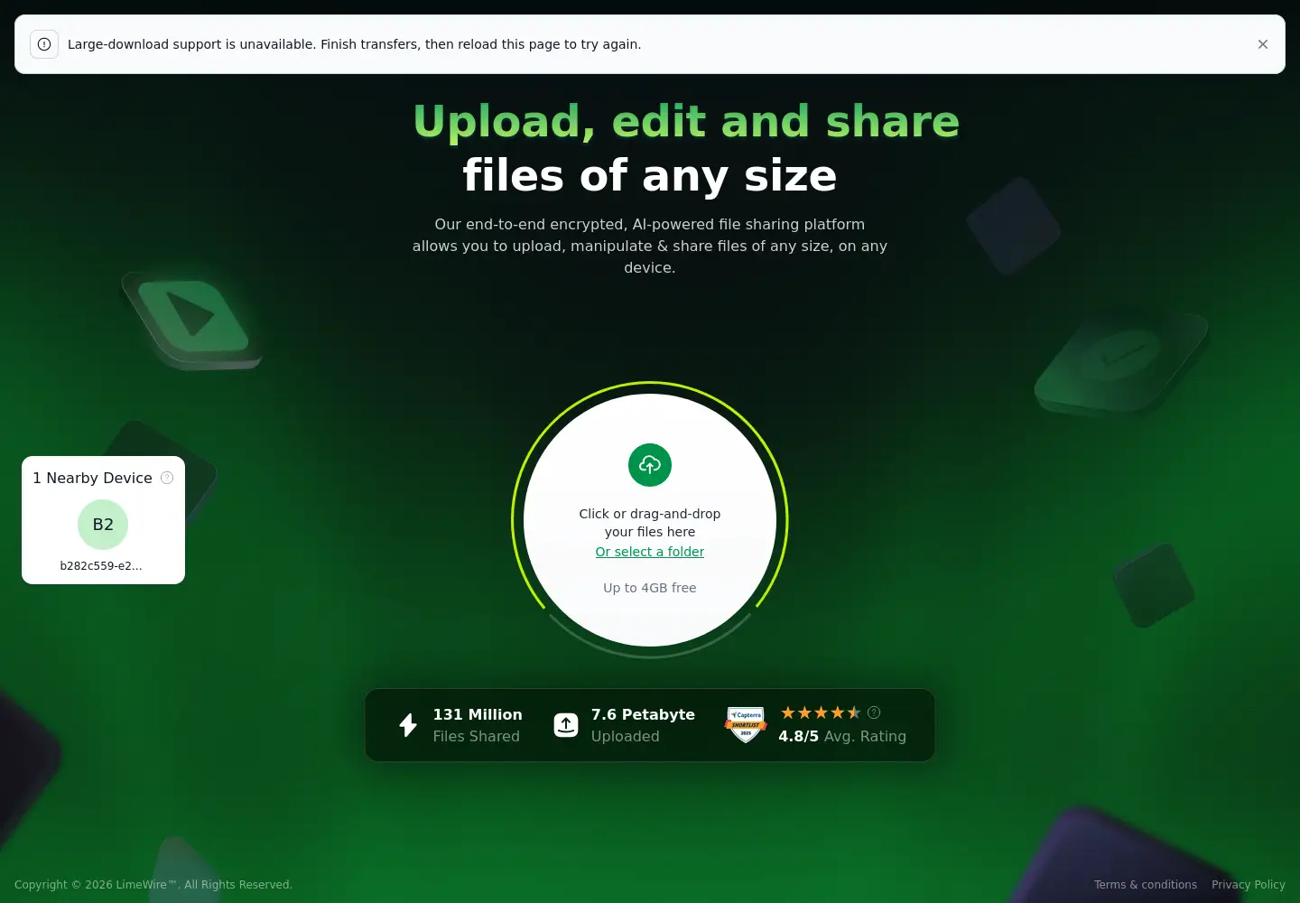 Screenshot of limewire.com