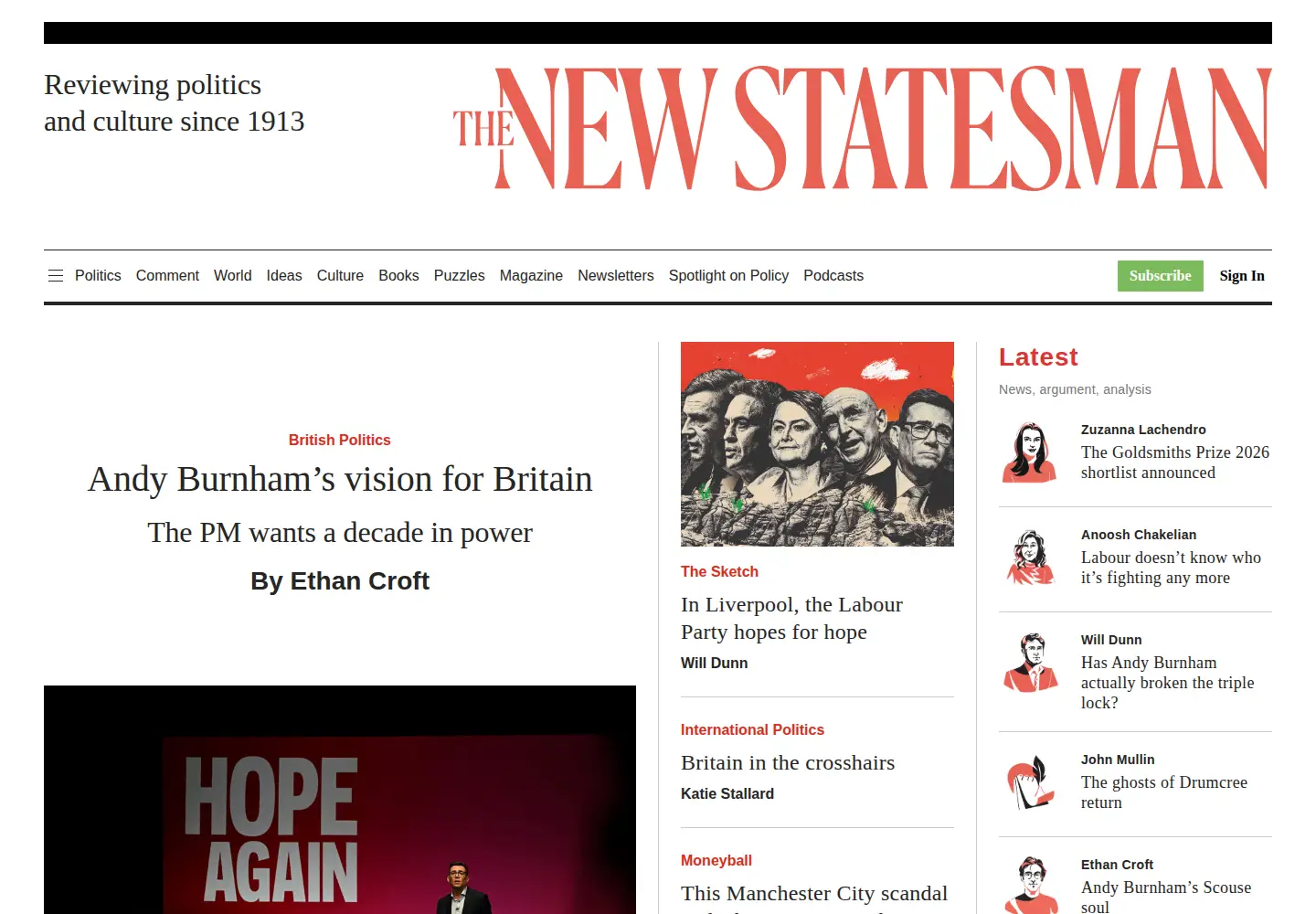 Screenshot of newstatesman.com