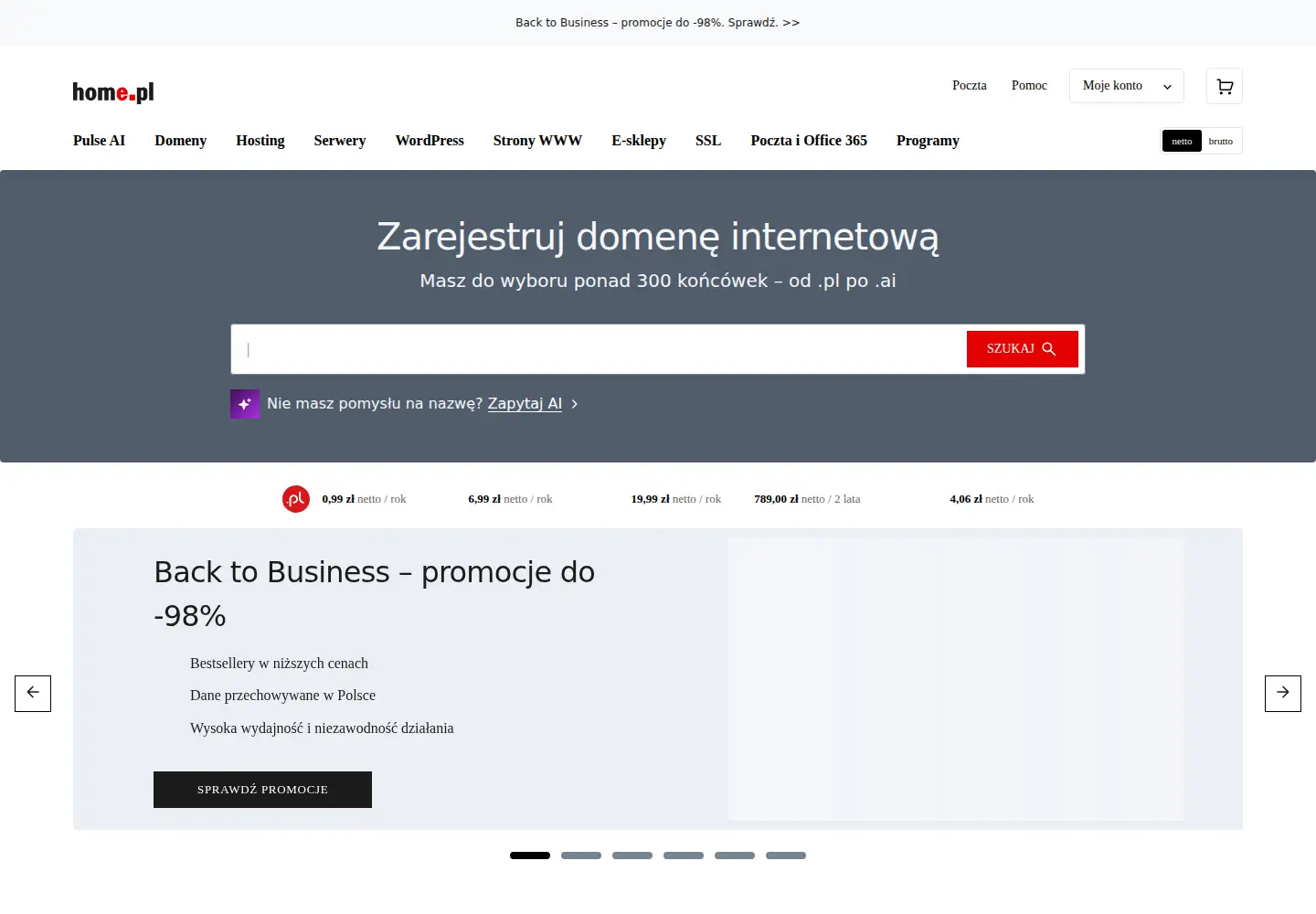 Screenshot of home.pl