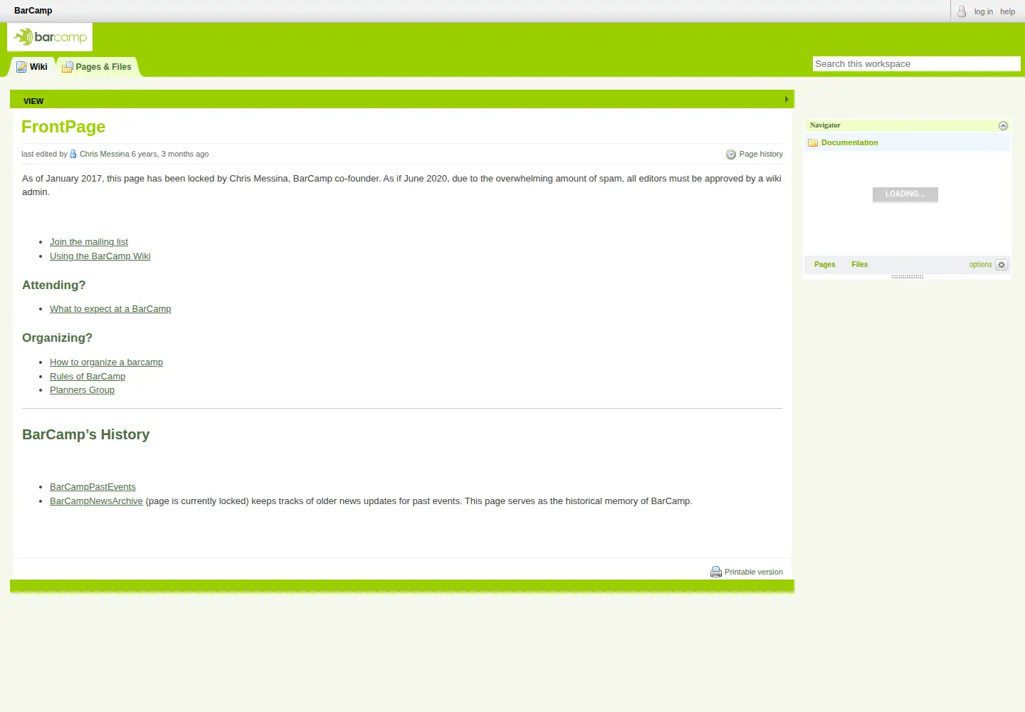 Screenshot of barcamp.org
