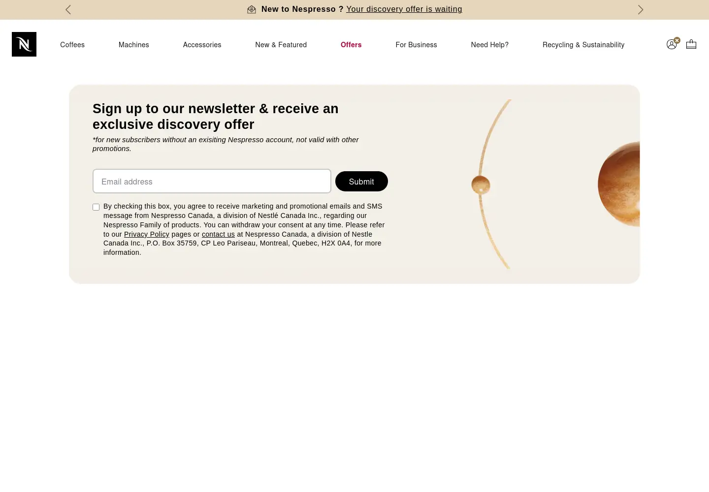 Screenshot of nespresso.com