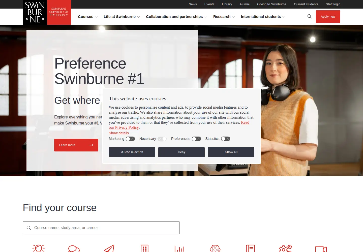 Screenshot of swinburne.edu.au
