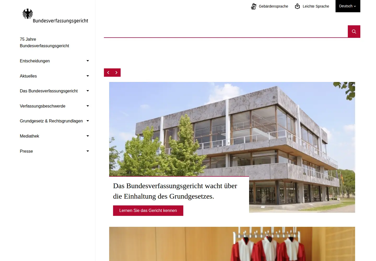 Screenshot of bundesverfassungsgericht.de