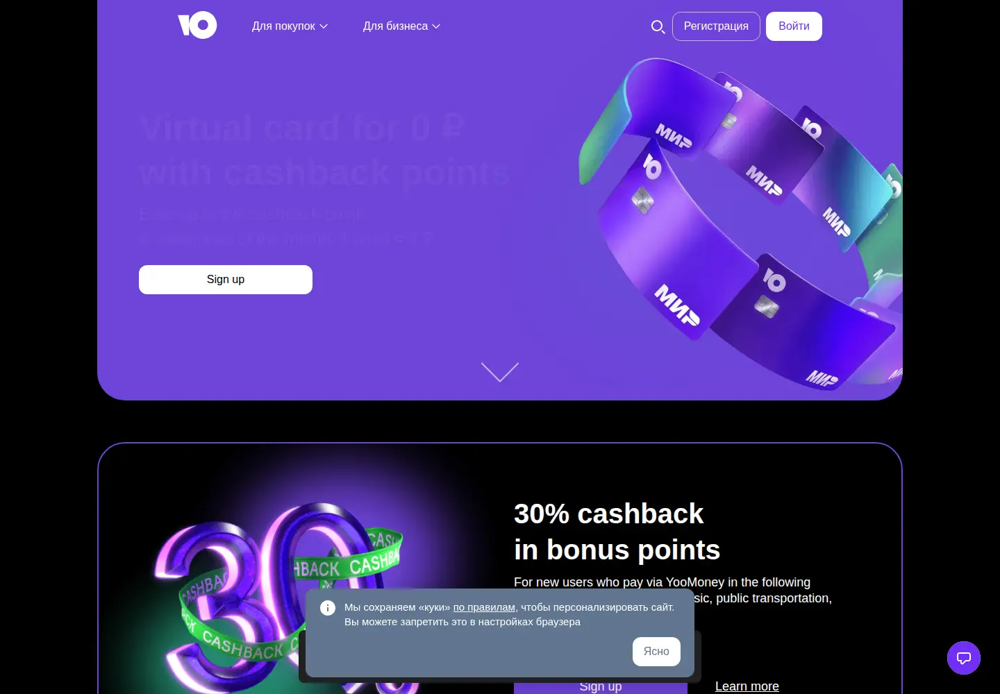 Screenshot of yoomoney.ru