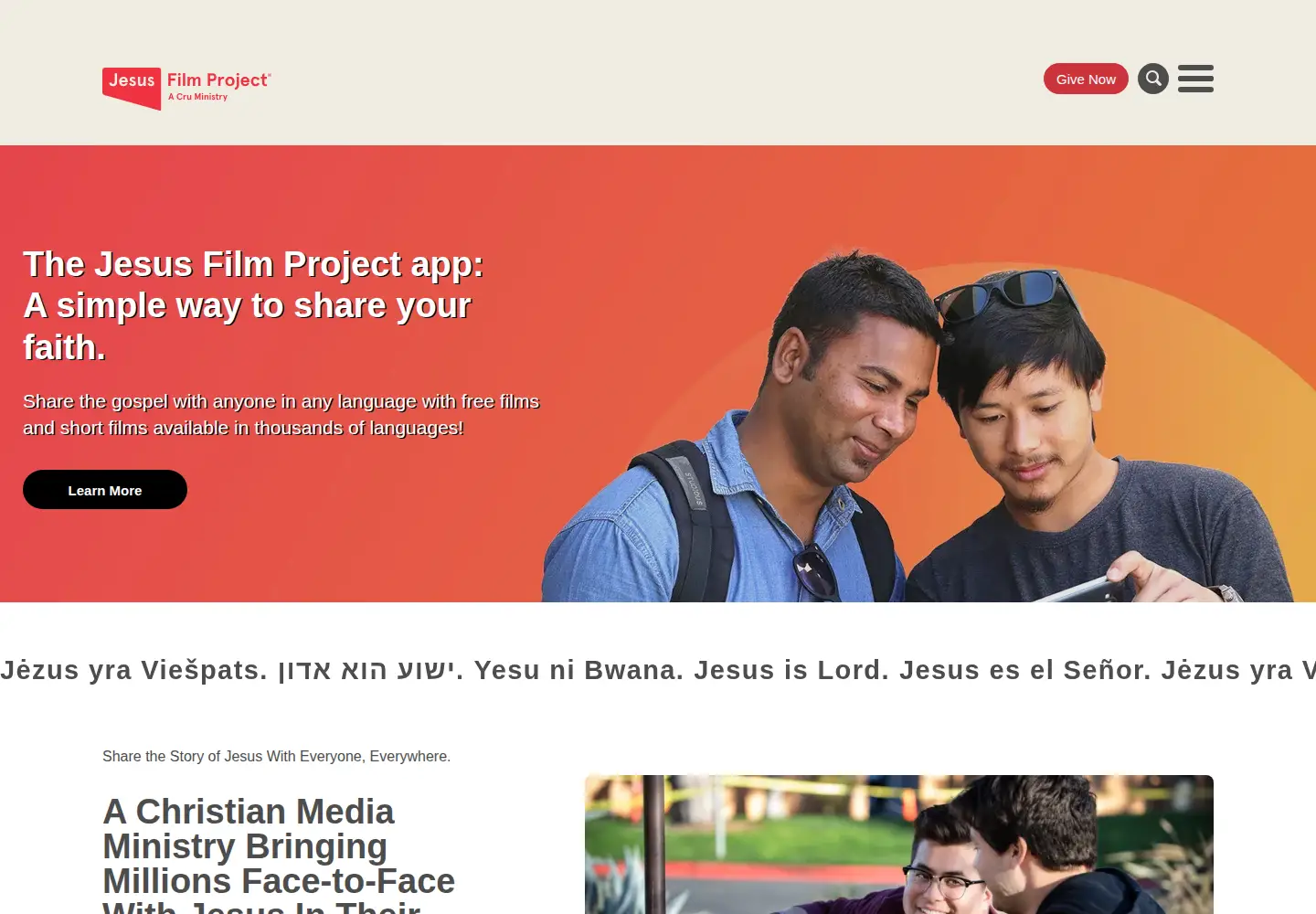Screenshot of jesusfilm.org