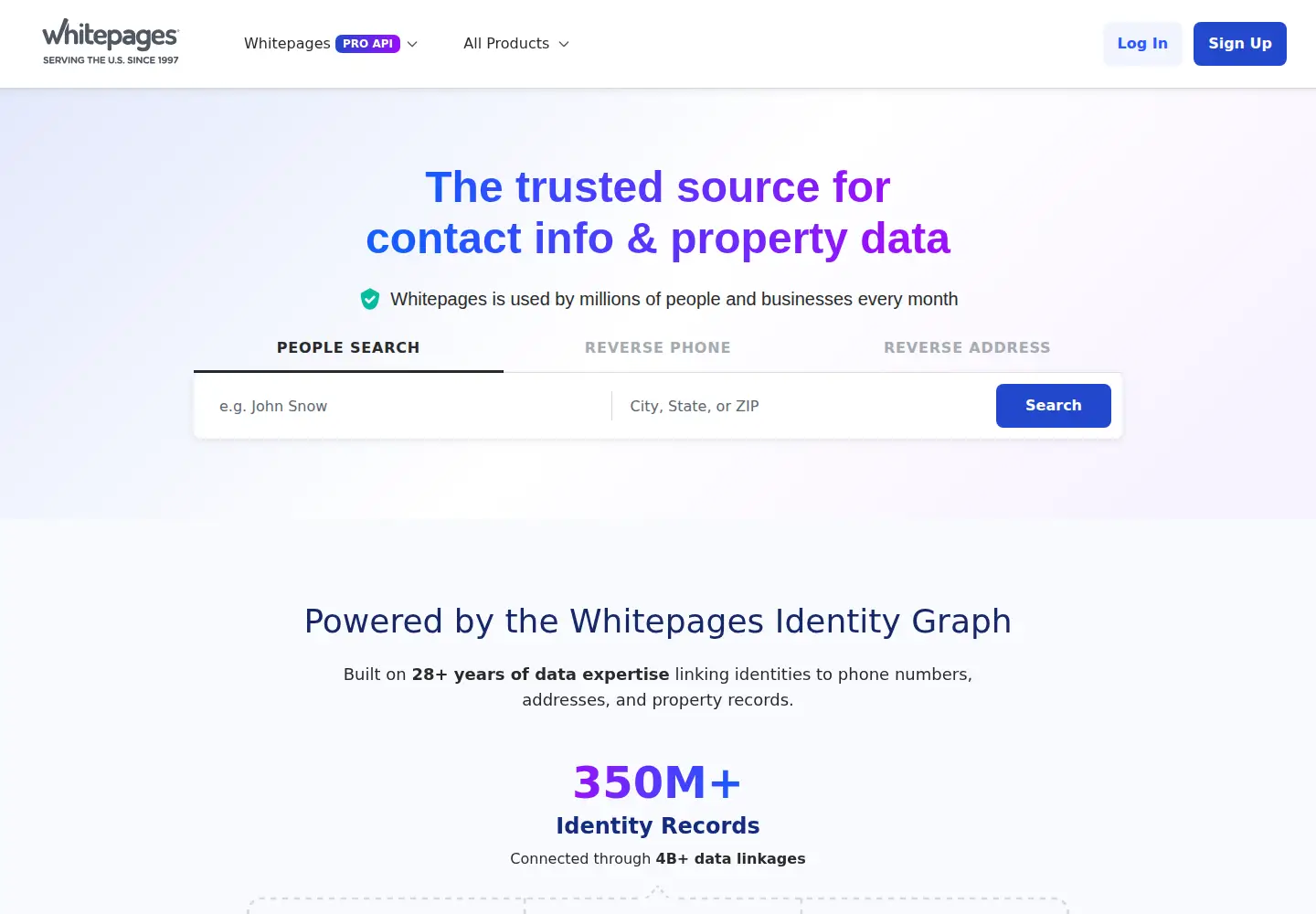 Screenshot of whitepages.com