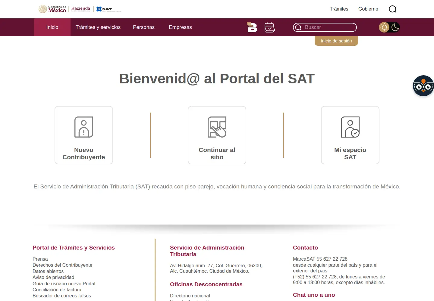 Screenshot of sat.gob.mx