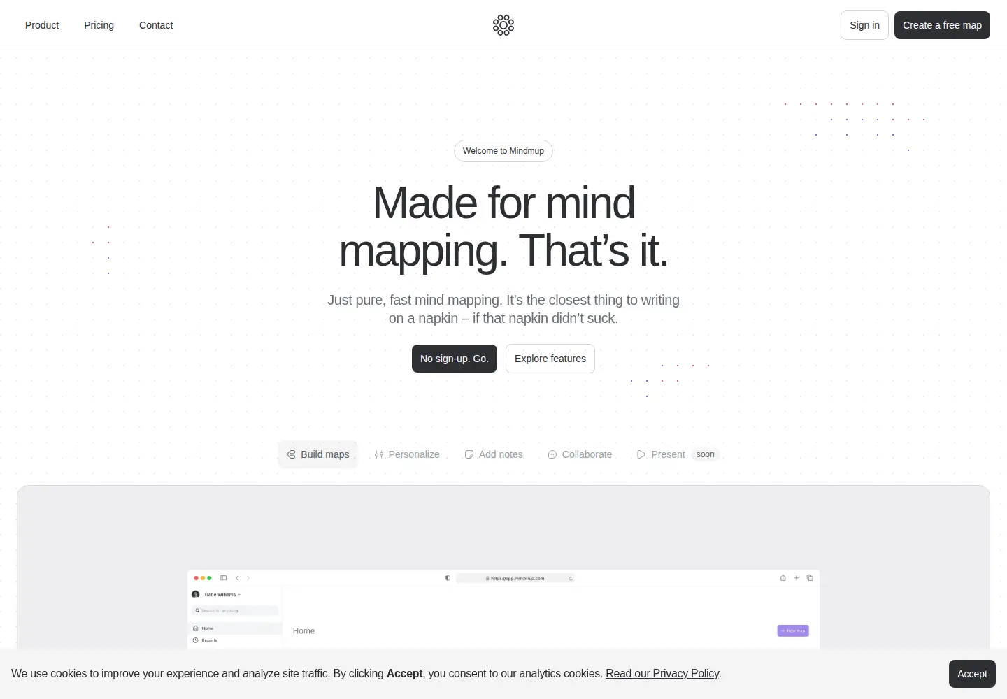 Screenshot of mindmup.com
