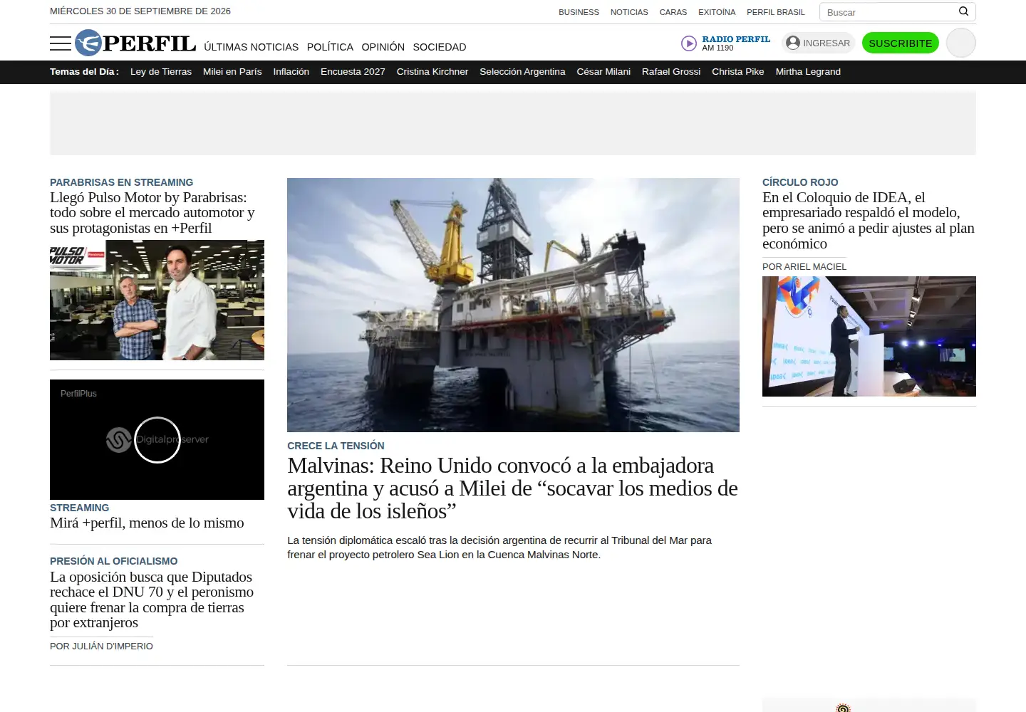 Screenshot of perfil.com