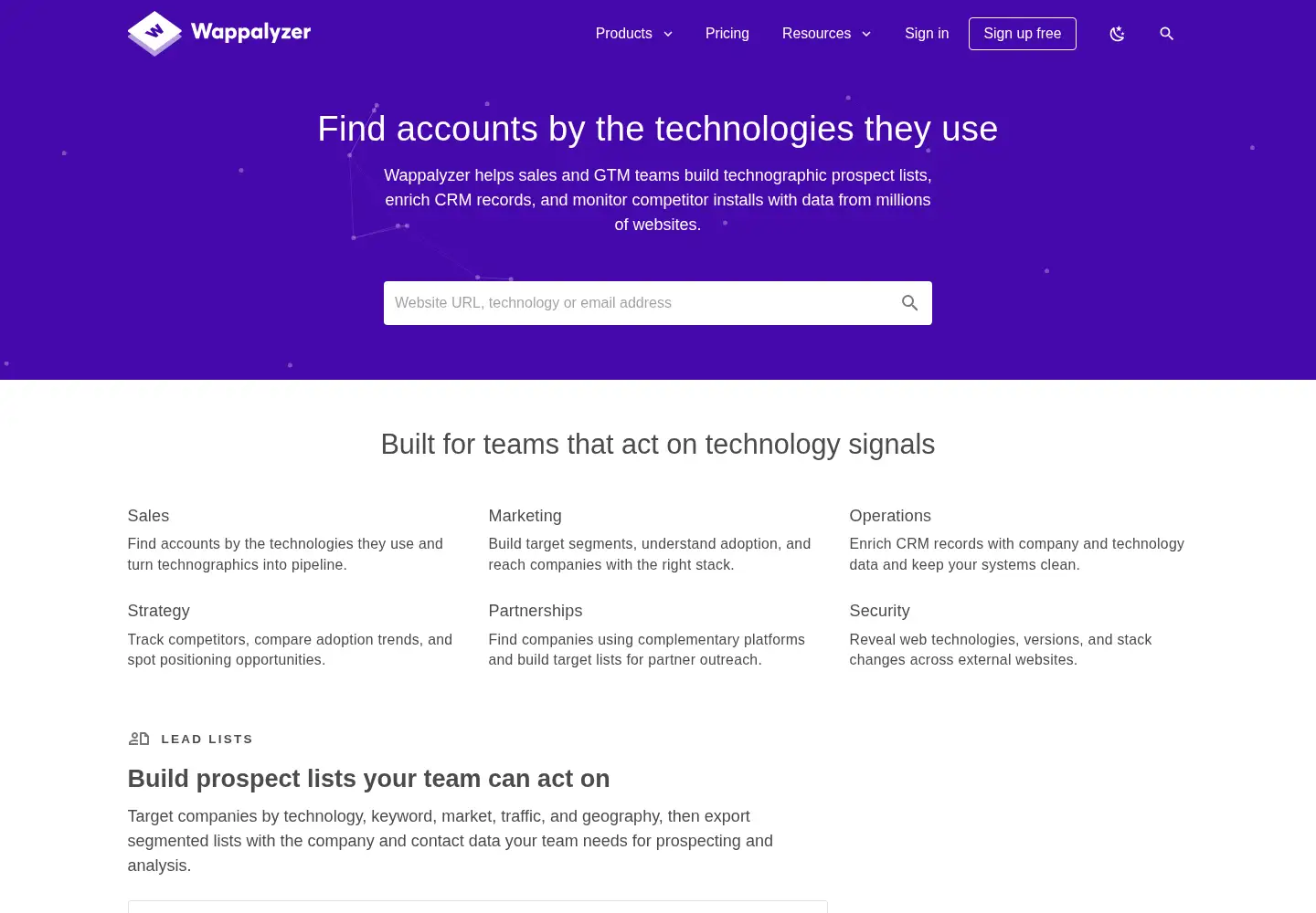 Screenshot of wappalyzer.com