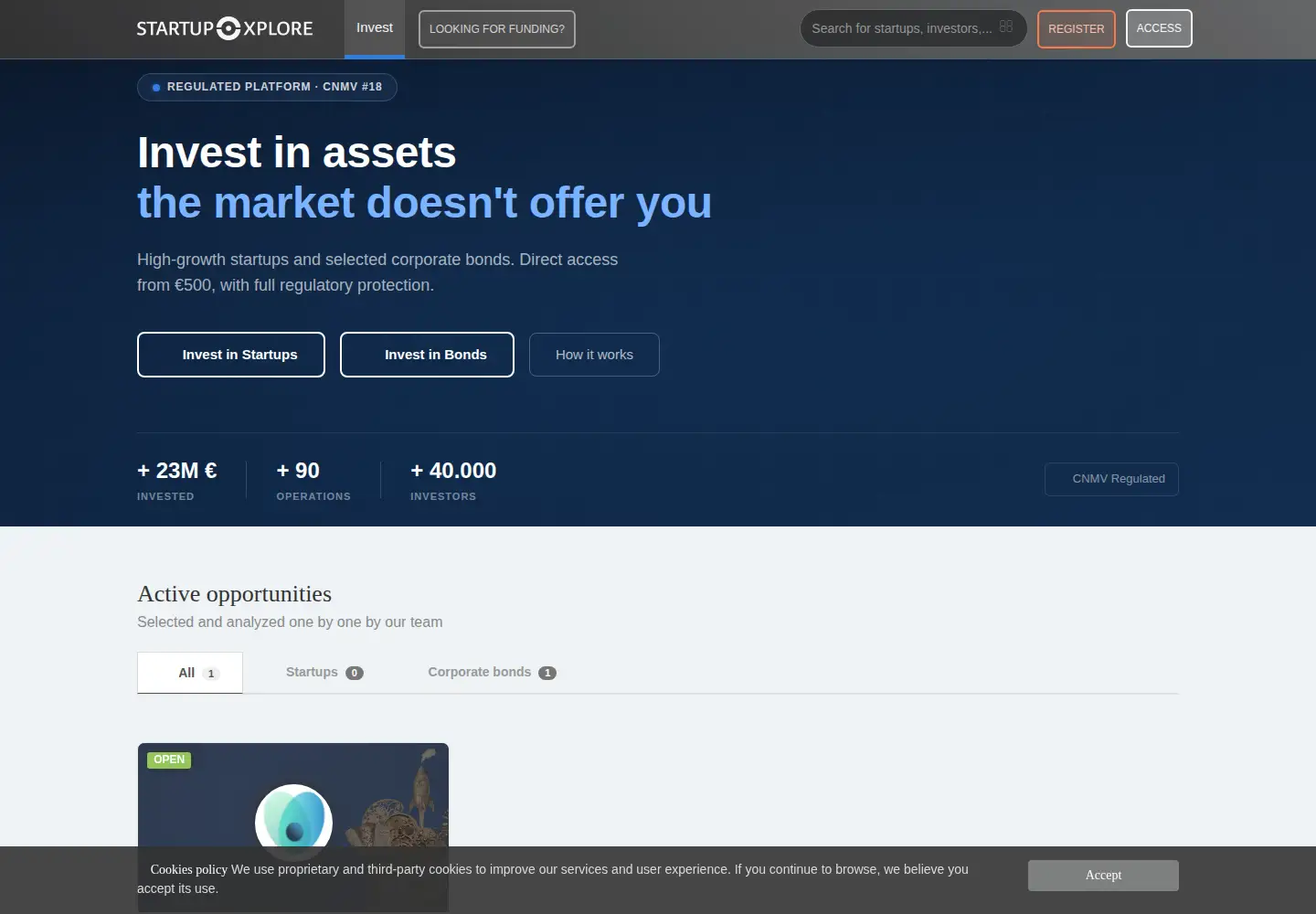 Screenshot of startupxplore.com