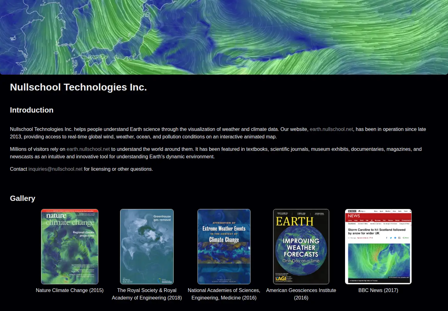 Screenshot of nullschool.net