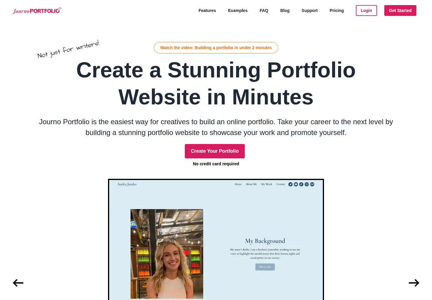 Captured homepage of journoportfolio.com in the current scan