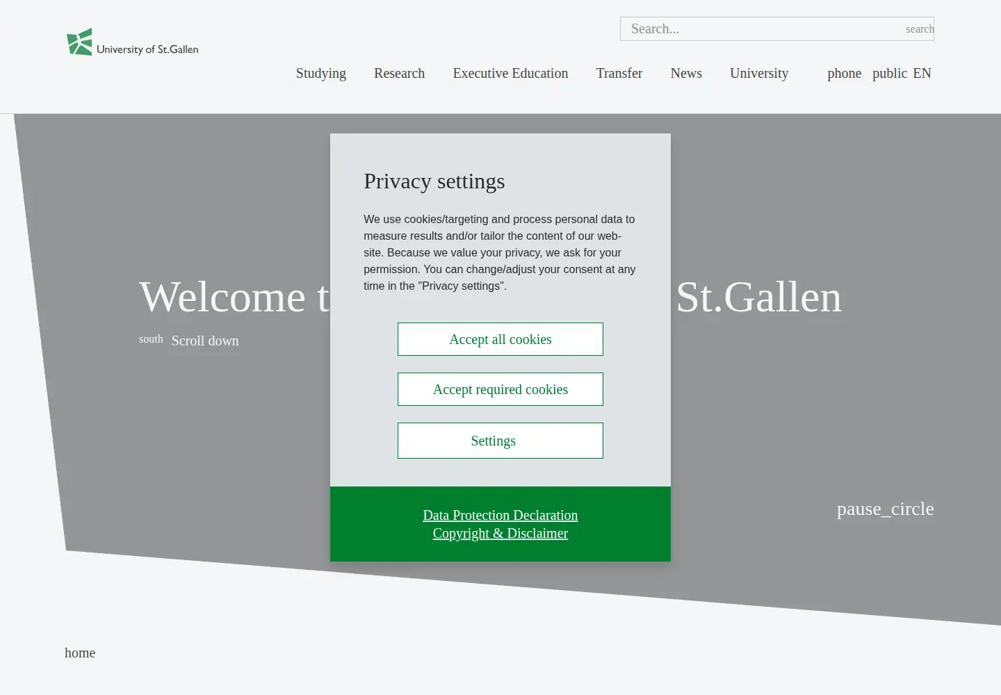 Screenshot of unisg.ch