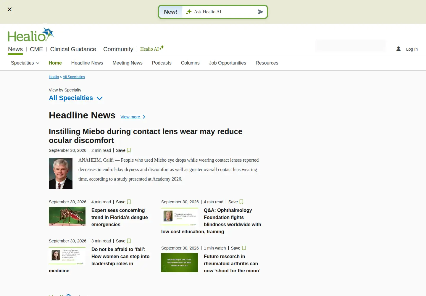 Screenshot of healio.com