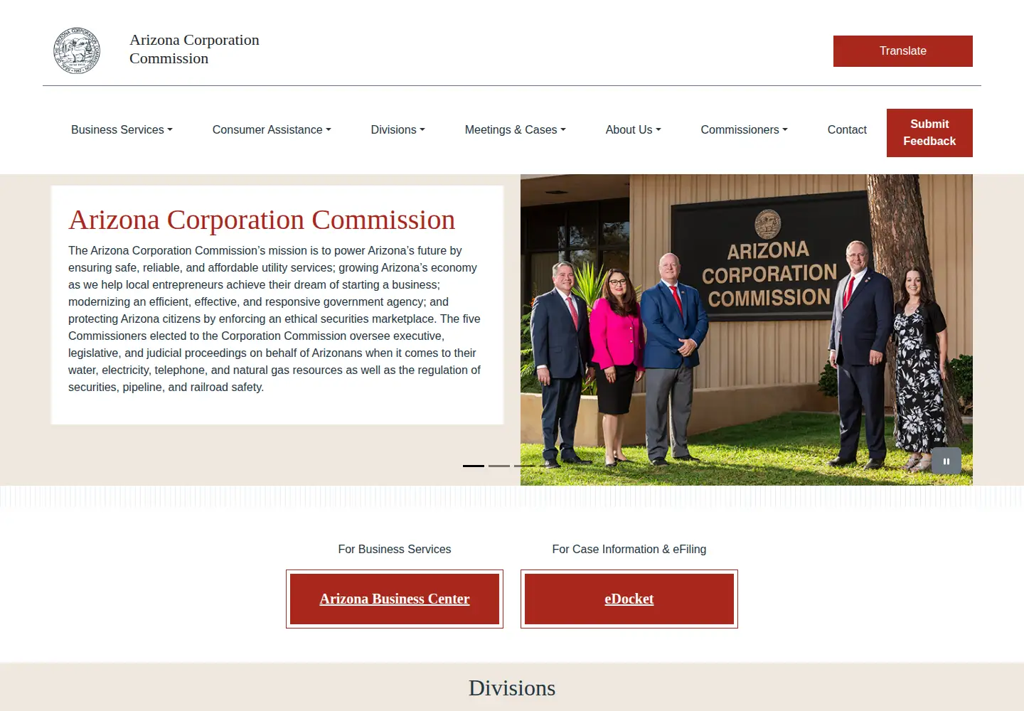 Screenshot of azcc.gov