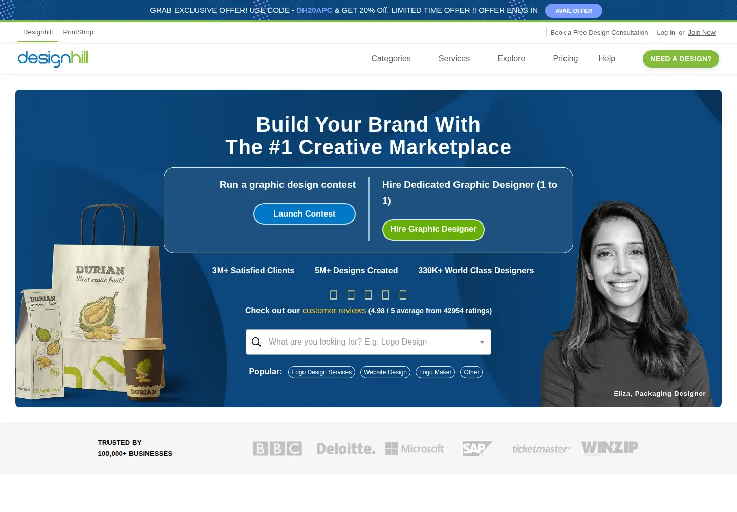 Screenshot of designhill.com