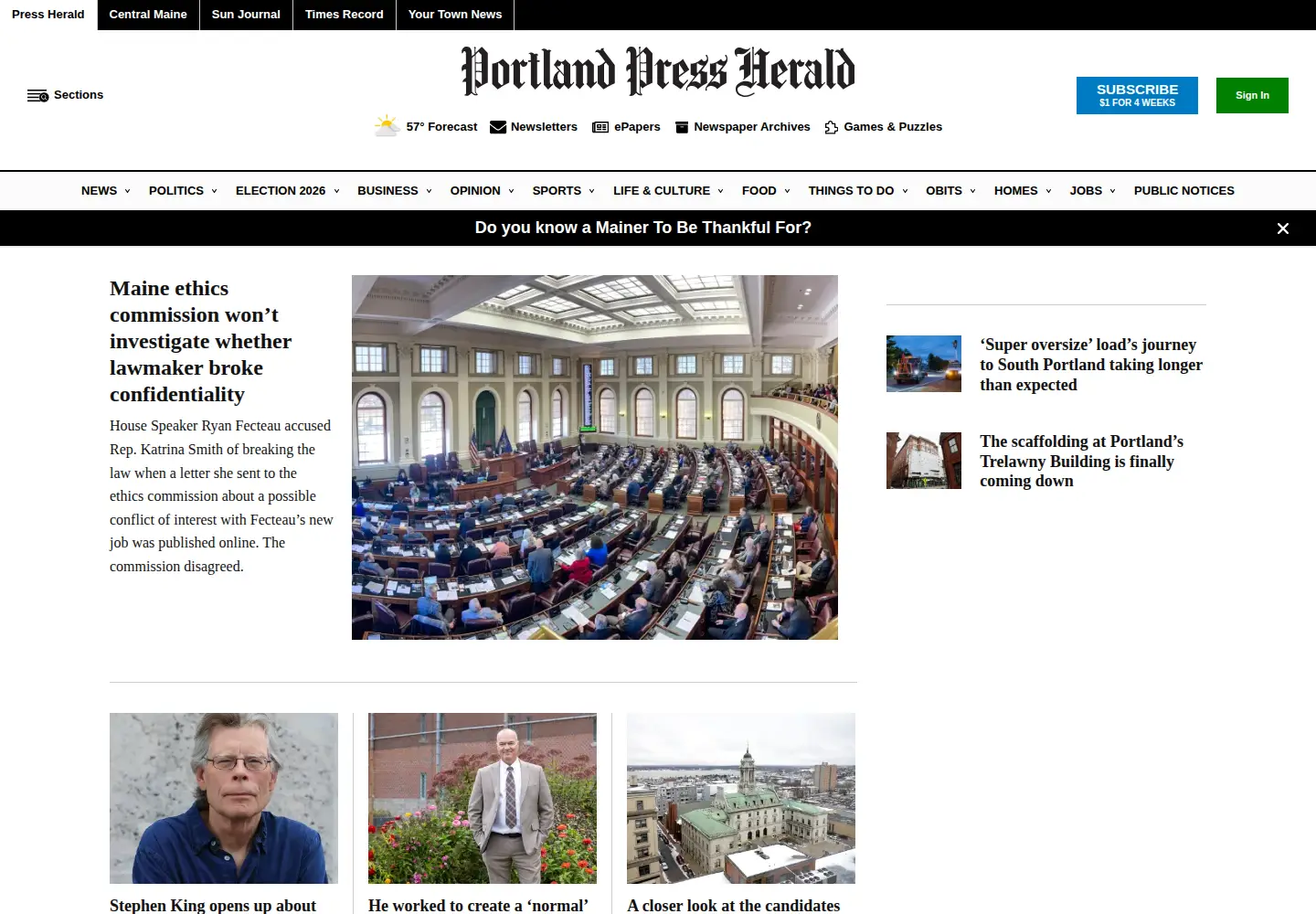 Screenshot of pressherald.com