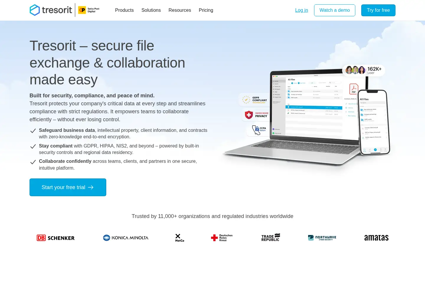 Screenshot of tresorit.com