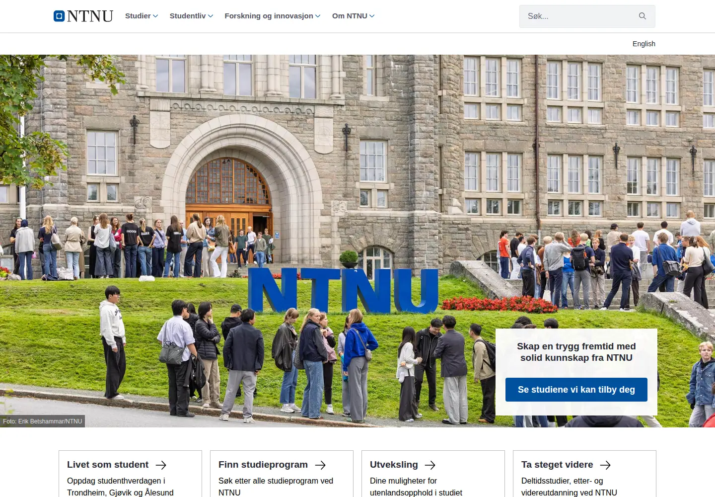 Screenshot of ntnu.no