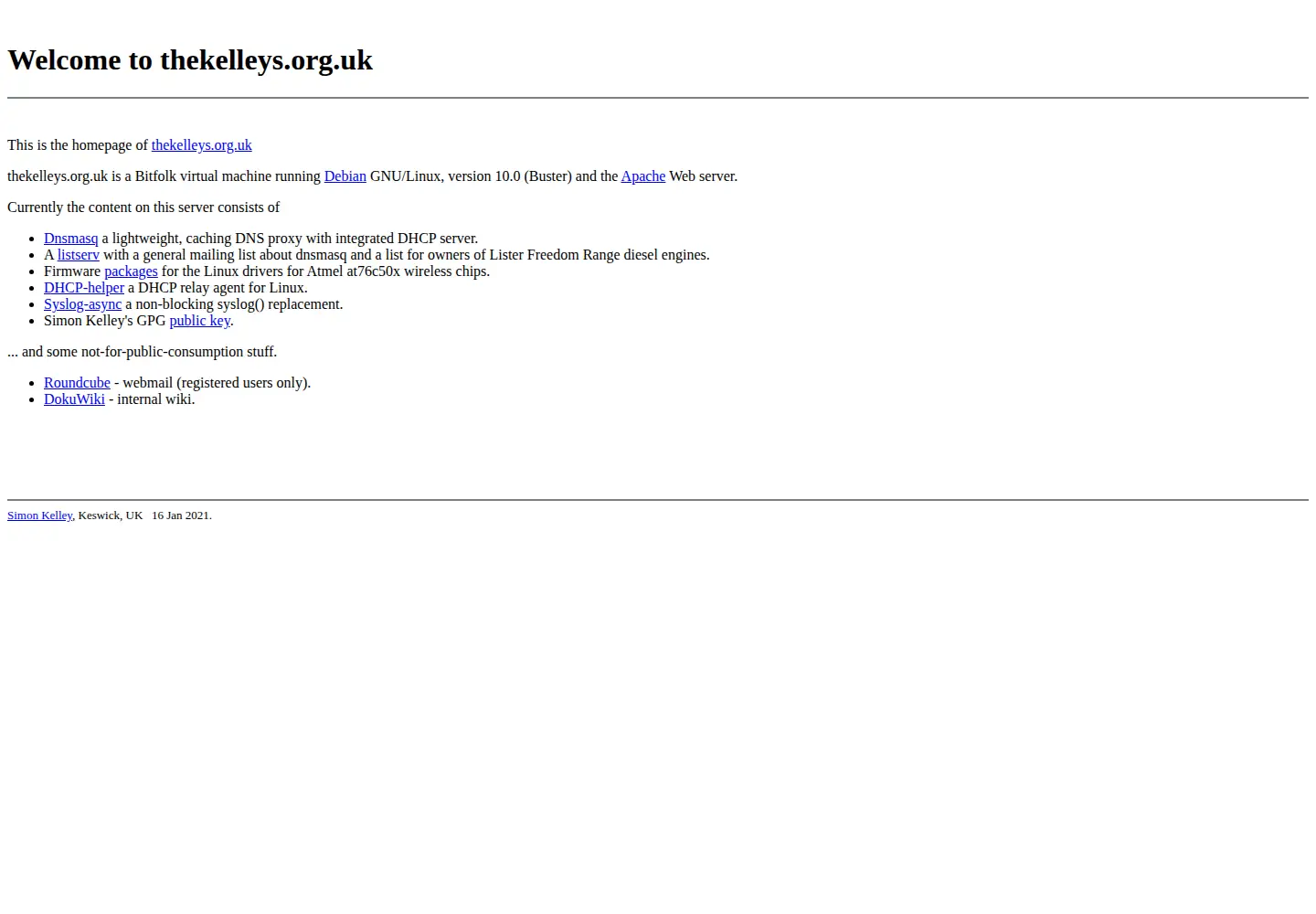 Screenshot of thekelleys.org.uk