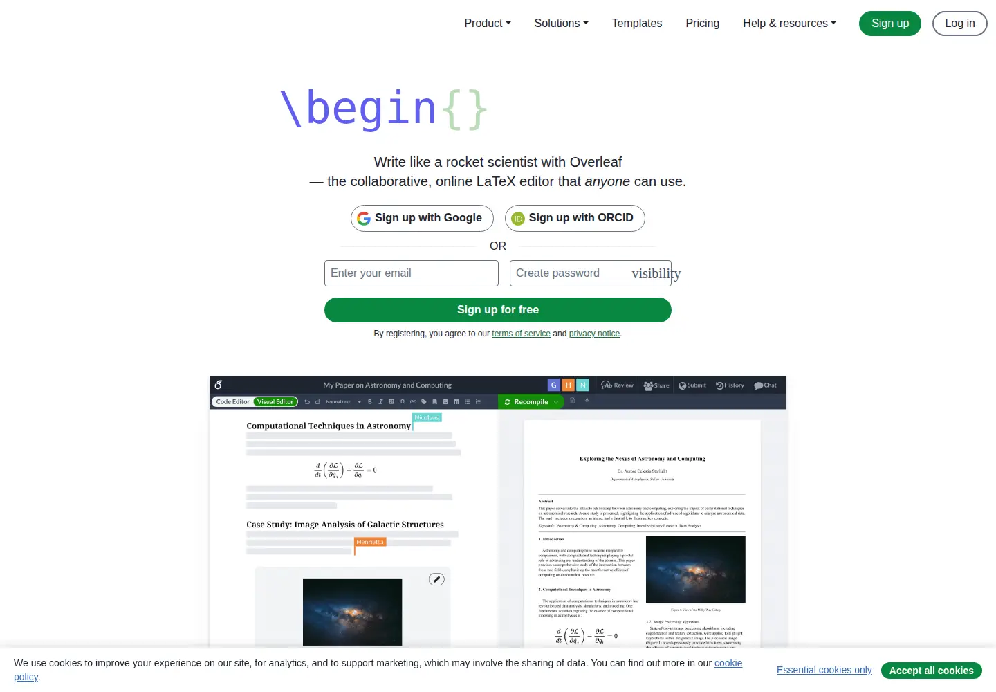 Screenshot of overleaf.com