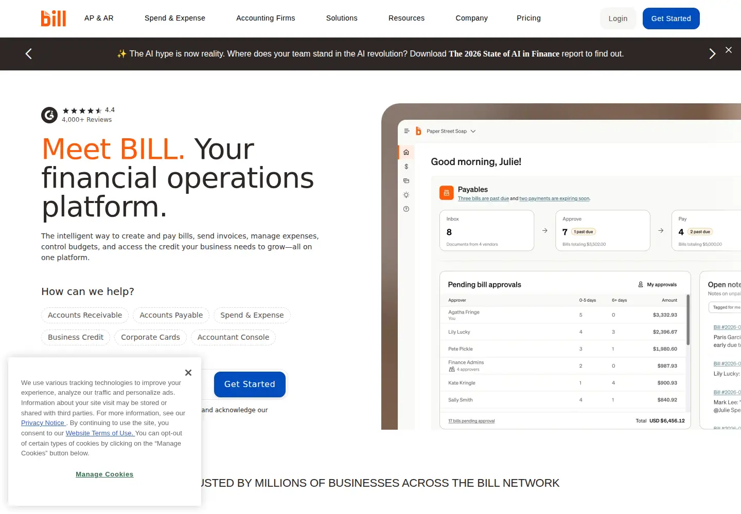 Screenshot of bill.com
