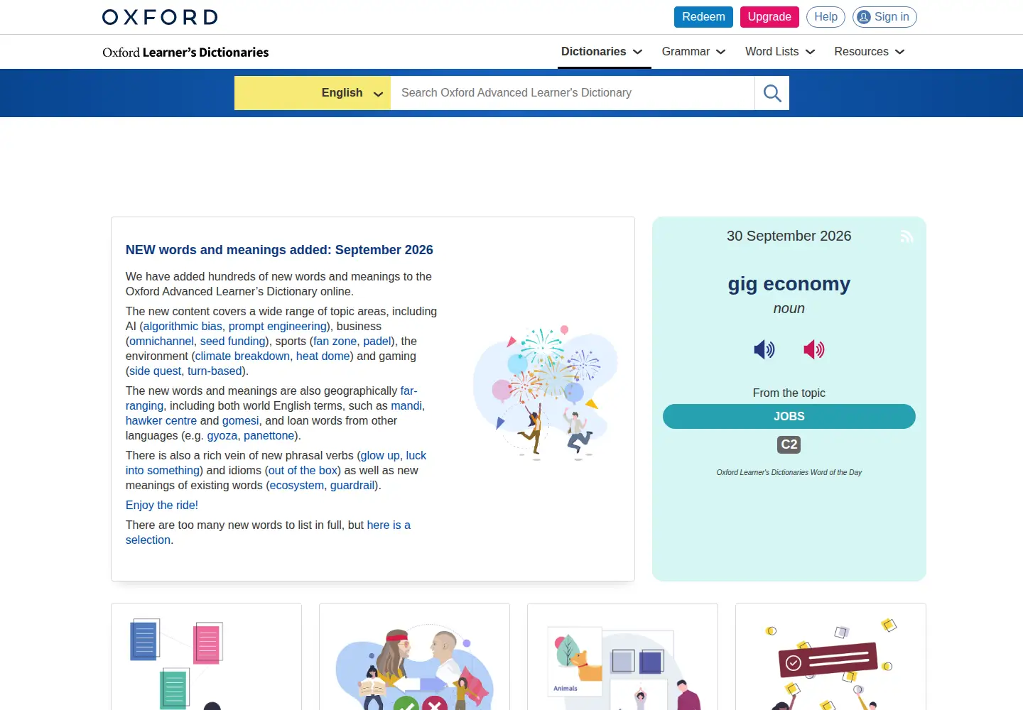 Screenshot of oxfordlearnersdictionaries.com