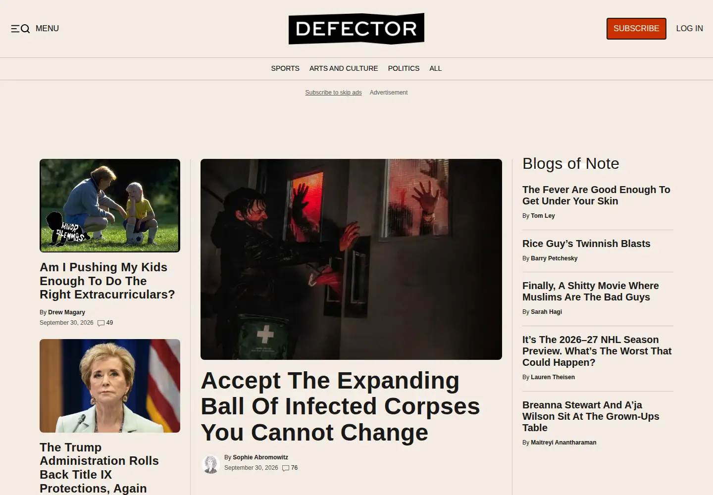 Screenshot of defector.com