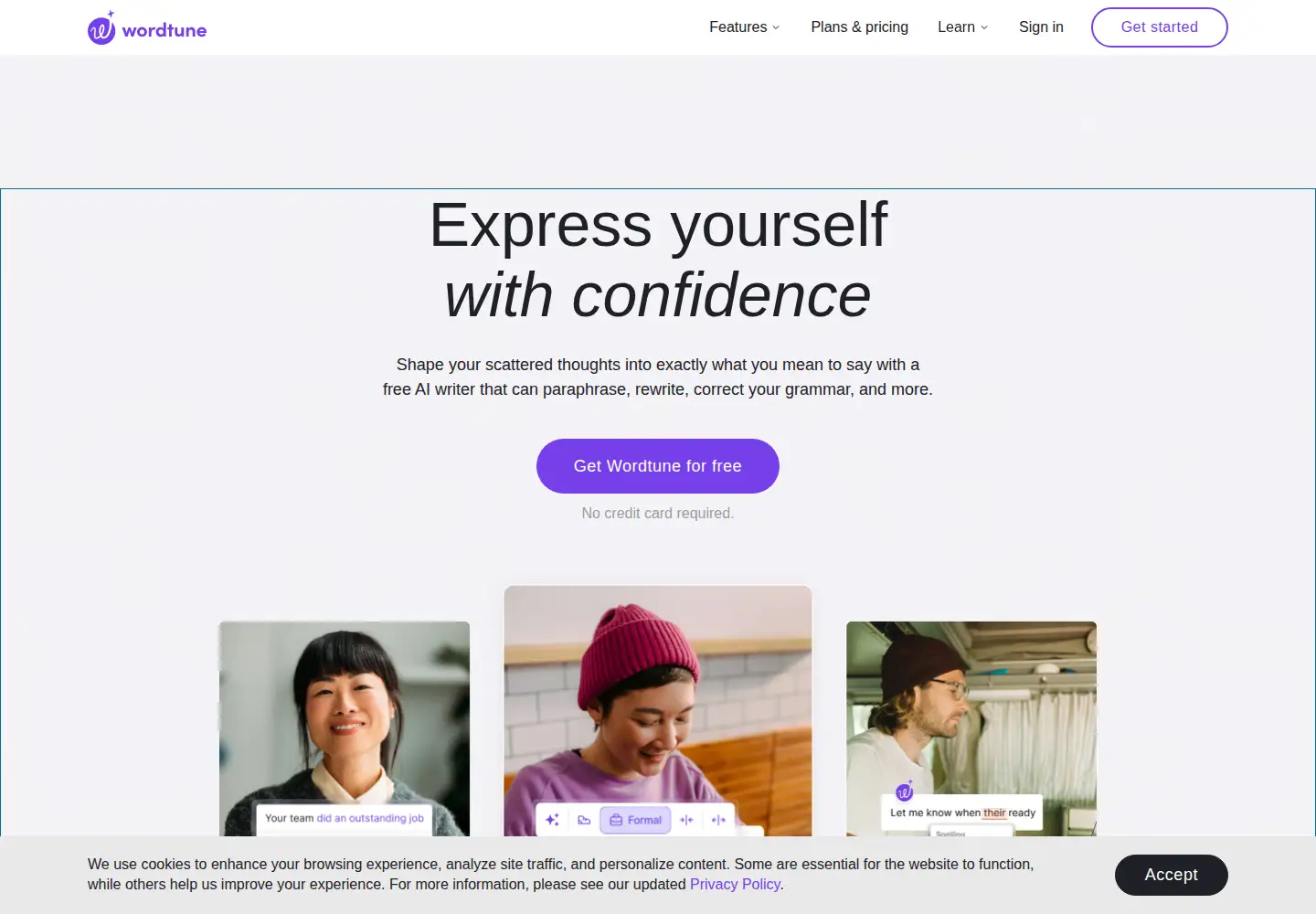 Screenshot of wordtune.com
