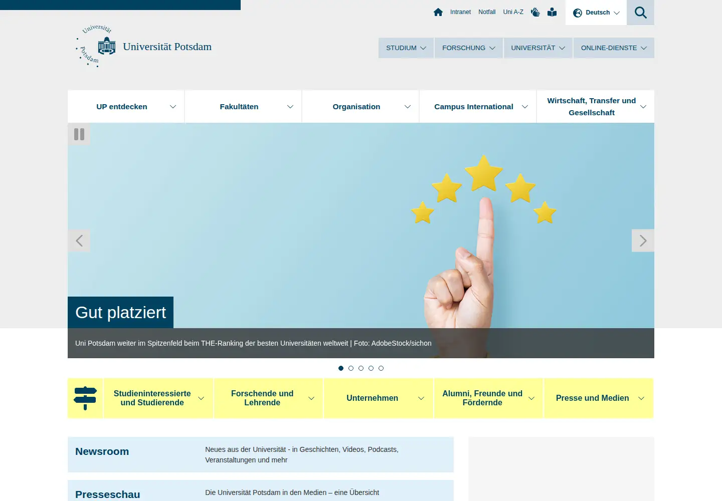 Screenshot of uni-potsdam.de