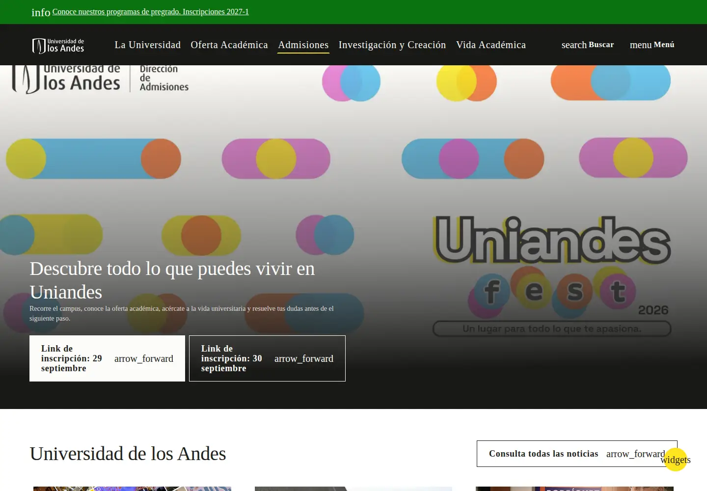 Screenshot of uniandes.edu.co