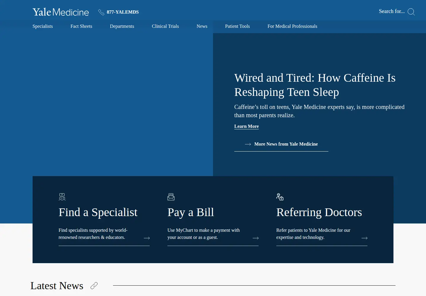 Screenshot of yalemedicine.org