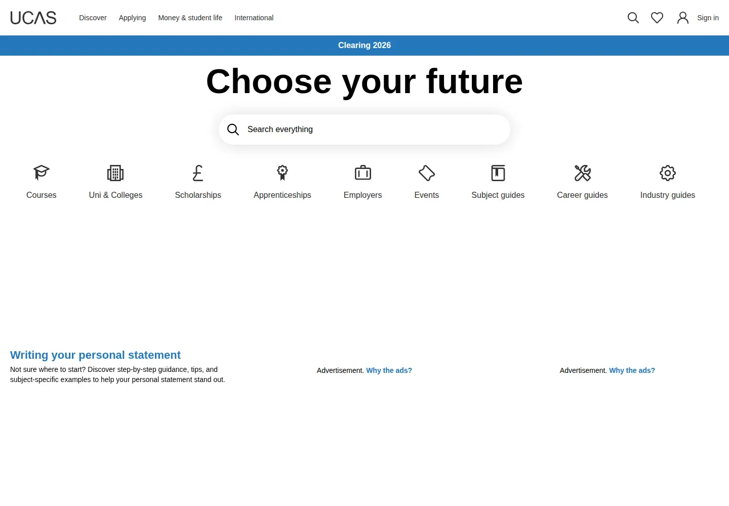 Screenshot of ucas.com