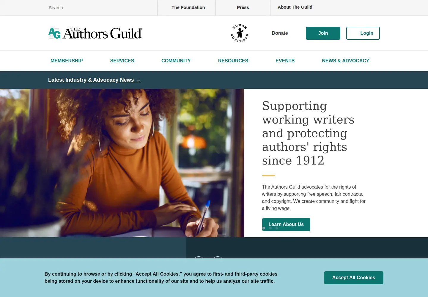 Screenshot of authorsguild.org