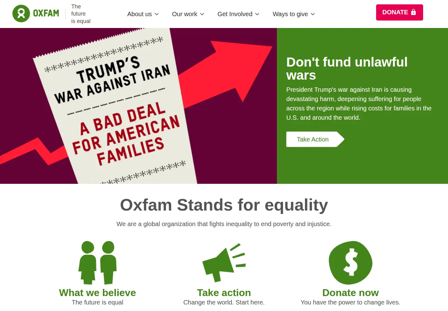 Screenshot of oxfamamerica.org