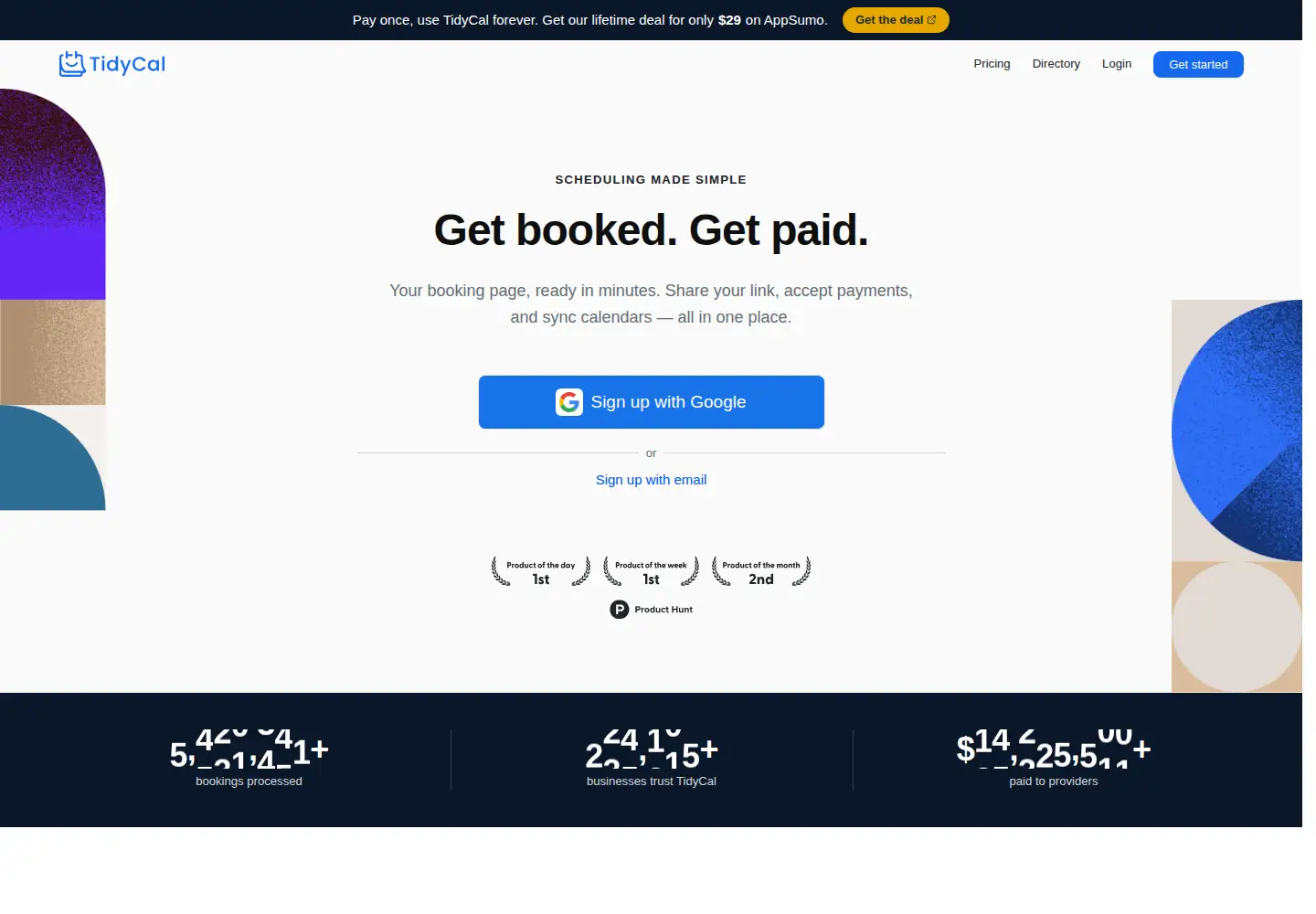 Screenshot of tidycal.com