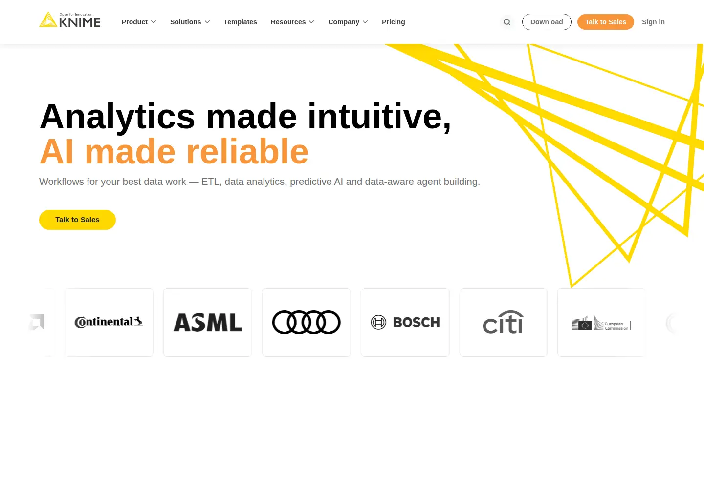 Screenshot of knime.com